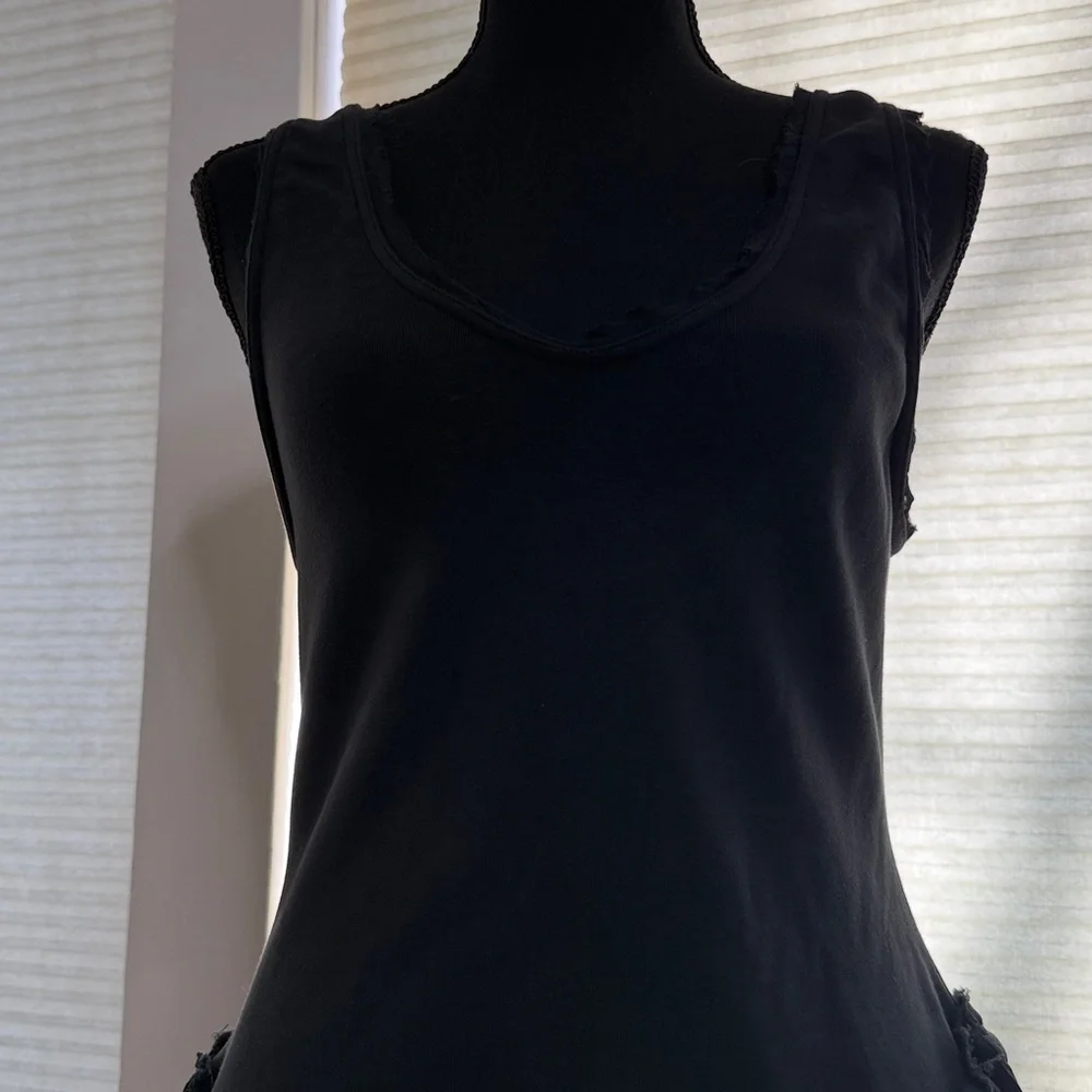 Free People Black Sleeveless Mini Dress with Tiered Skirt